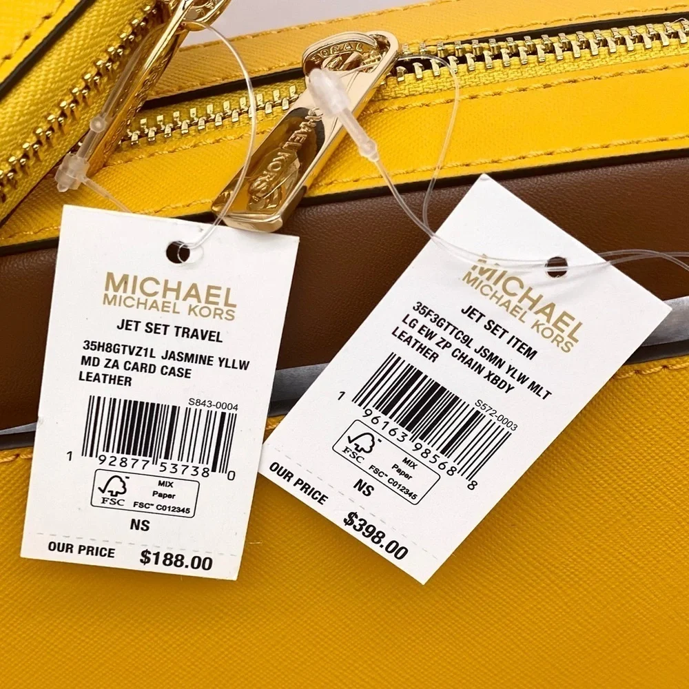 Michael Kors Jet Set Travel East West Zip Chain Crossbody and Small Wallet Set